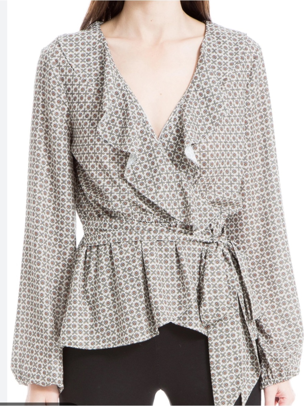 MAX STUDIO MEDALLION PRINT RUFFLE TOP
